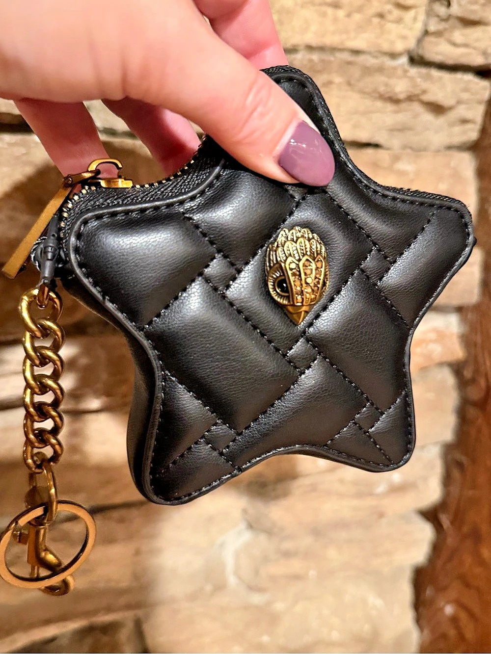 Kurt Geiger London Kensington Quilted Leather Star Coin Purse Keychain